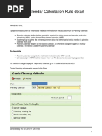 Planning Calendar Calculation Rule Detail Information: Pre-Requisite