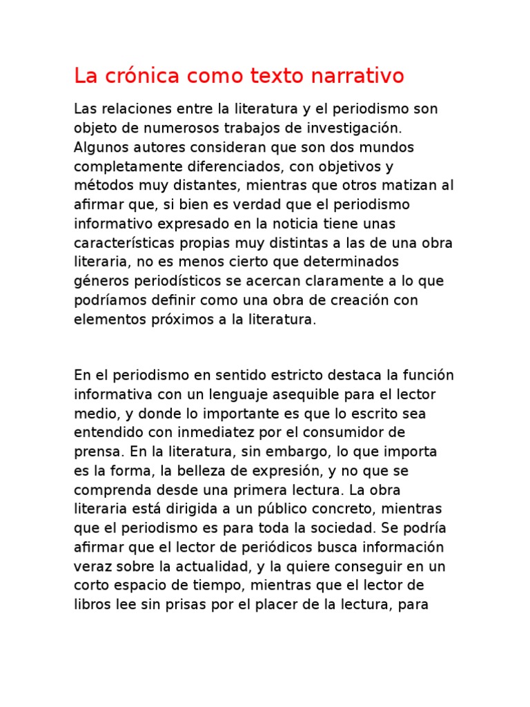 La crónica como texto narrativo.docx Periodismo Editorial