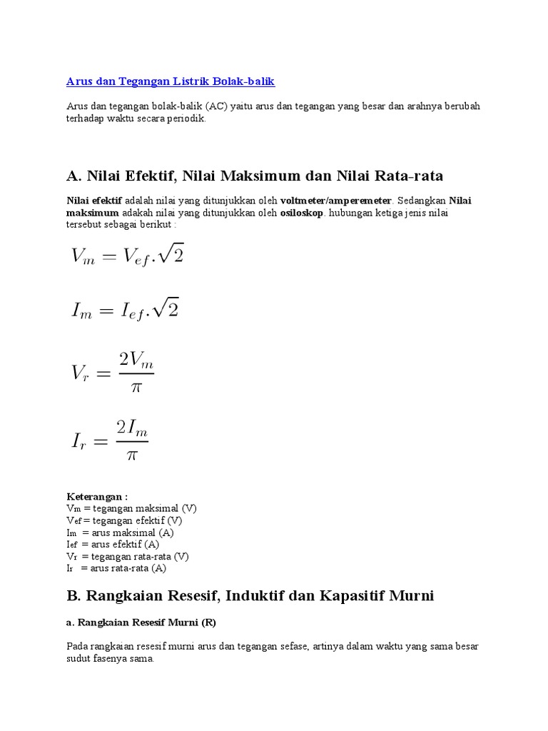 Arus Dan Tegangan Listrik Bolak