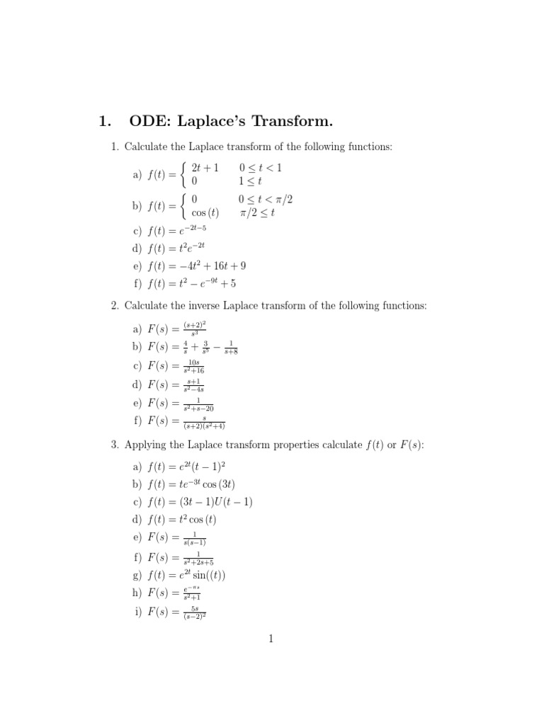 ODE: Laplace's Transform | PDF | Differential Calculus | Calculus