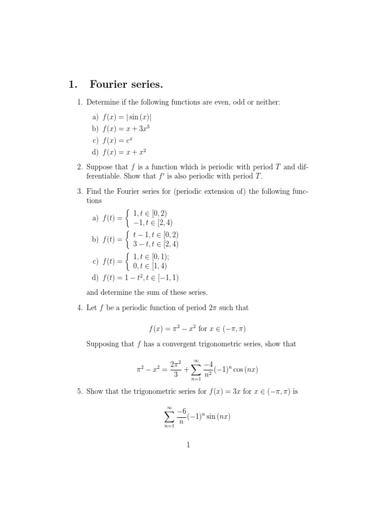 Fourier Series Analysis and Calculations | PDF | Teaching Methods ...