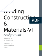 Building Construction & Materials-VI: Assignment