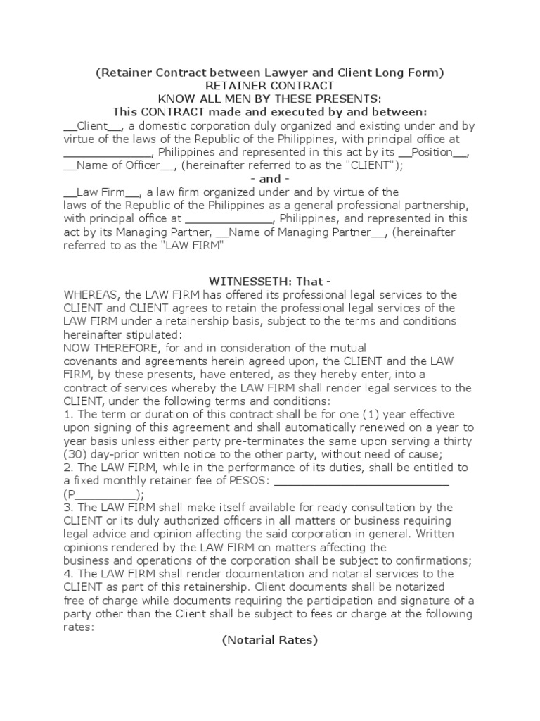 Retainer Agreement | PDF | Attorney's Fee | Law Firm