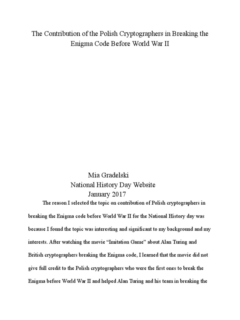 The Contribution of The Polish Cryptographers in Breaking The Enigma ...