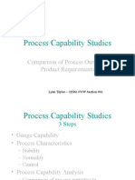 Process Capability Studies: Comparison of Process Output To Product Requirements