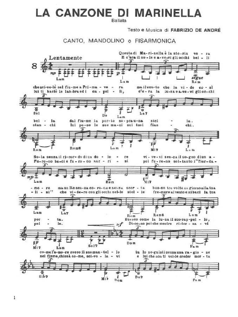 La Canzone Di Marinella Lyrics