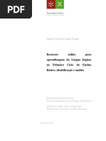 Recursos Online Para Aprendizagem Da Língua Inglesa No Primeiro Ciclo Do Ensino Básico - Identificação e Análise