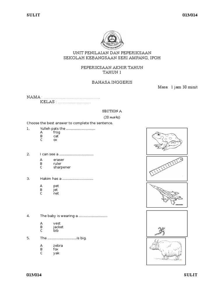 English Year 1 Pdf Leisure Nature