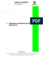 Meoria descriptiva del proyecto MEJORAMIENTO Y AMPLIACION DE LA INSTITUCION JUAN AULALIO