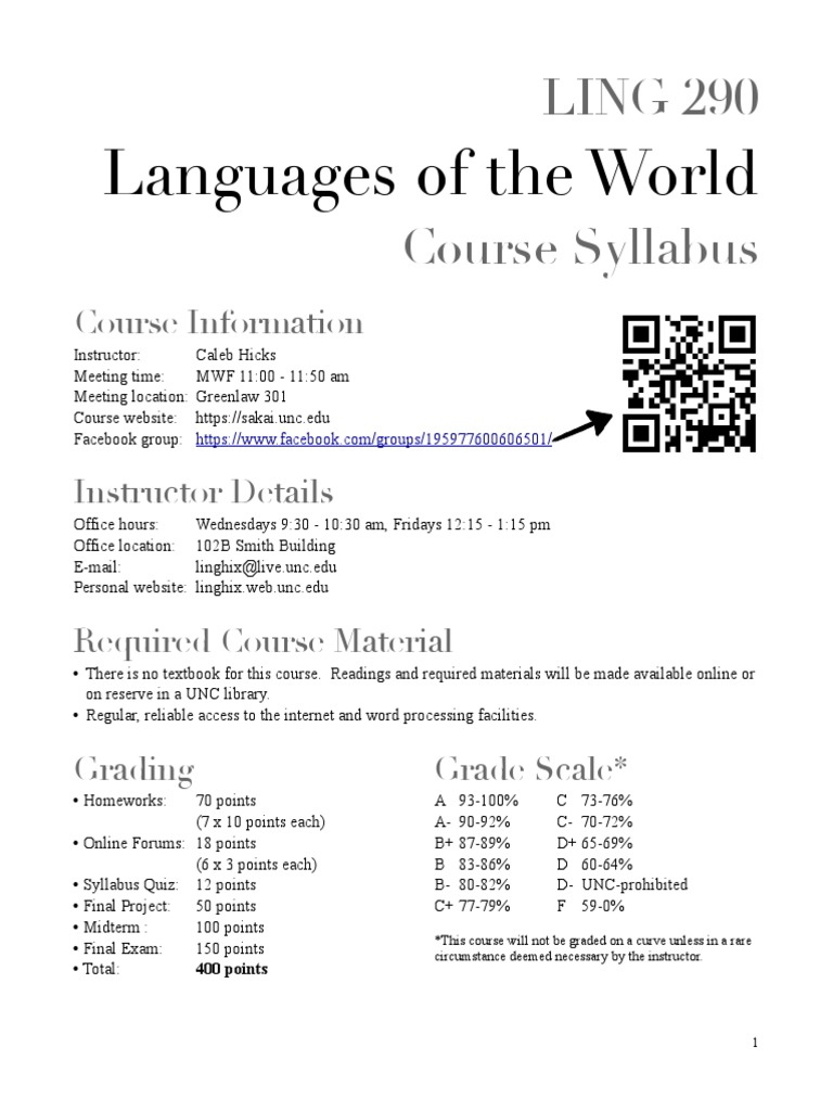 LING 290: Languages of the World Syllabus | PDF | Morphology ...