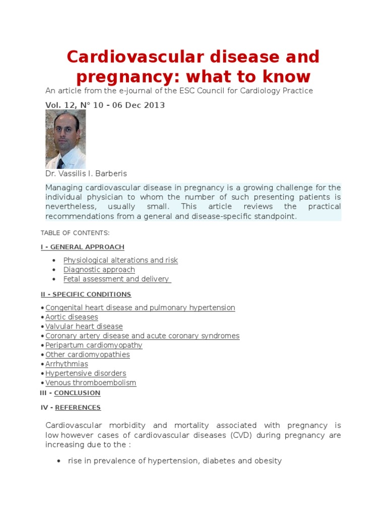 Managing Cardiovascular Disease in Pregnancy | PDF | Hypertension ...
