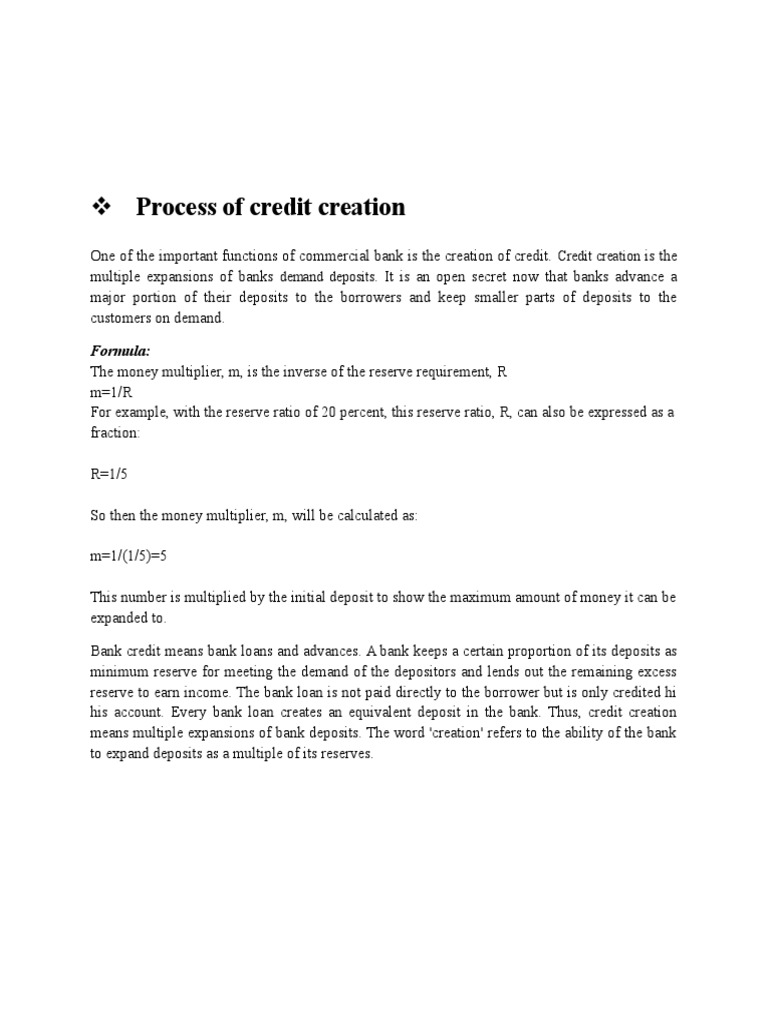 Process of Credit Creation | PDF | Business | Law
