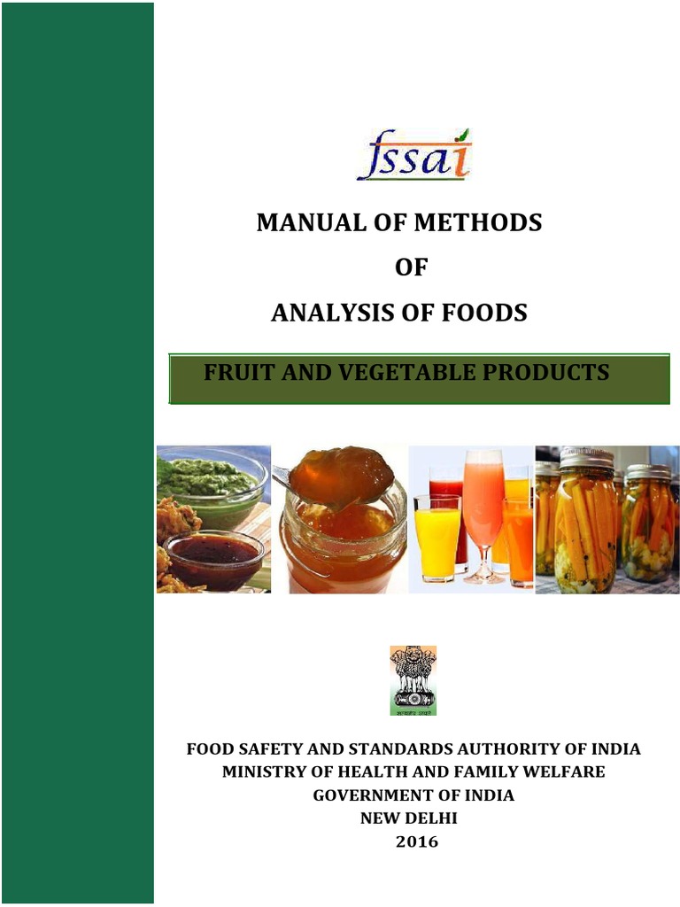 FssaiManual Fruits Veg 25052016 PDF Ph Titration