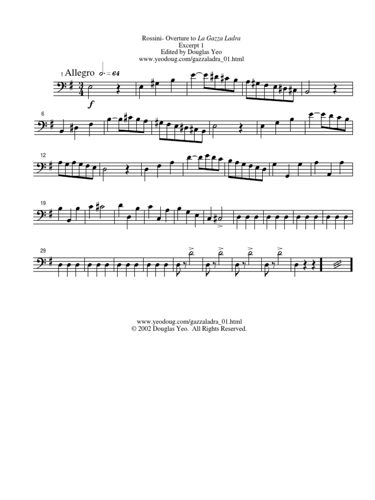 Allegro: Rossini-Overture To La Gazza Ladra Excerpt 1 Edited by Douglas ...