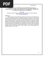 Laboratory Activities and Students Practical Performance: The Case of Practical Organic Chemistry I Course of Haramaya University