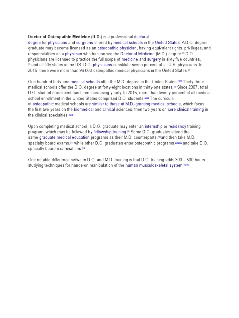 Understanding Doctor of Osteopathic Medicine | PDF
