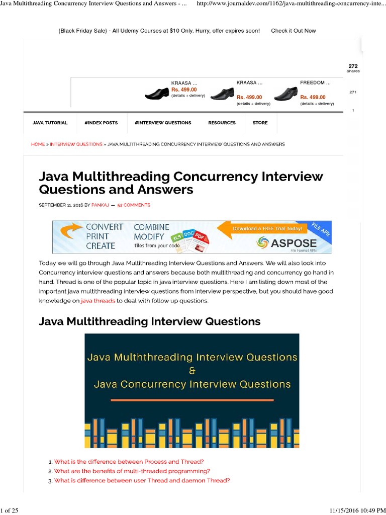 Java Multithreading Concurrency Interview Questions and Answers