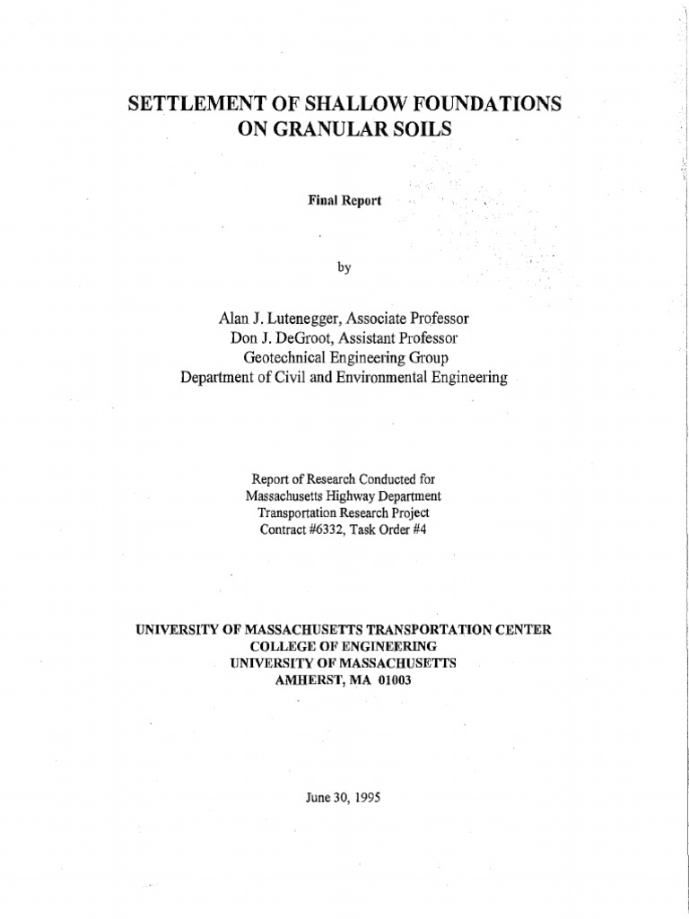 Settlement of Shallow Foundations On Granular Soils | PDF | Foundation ...