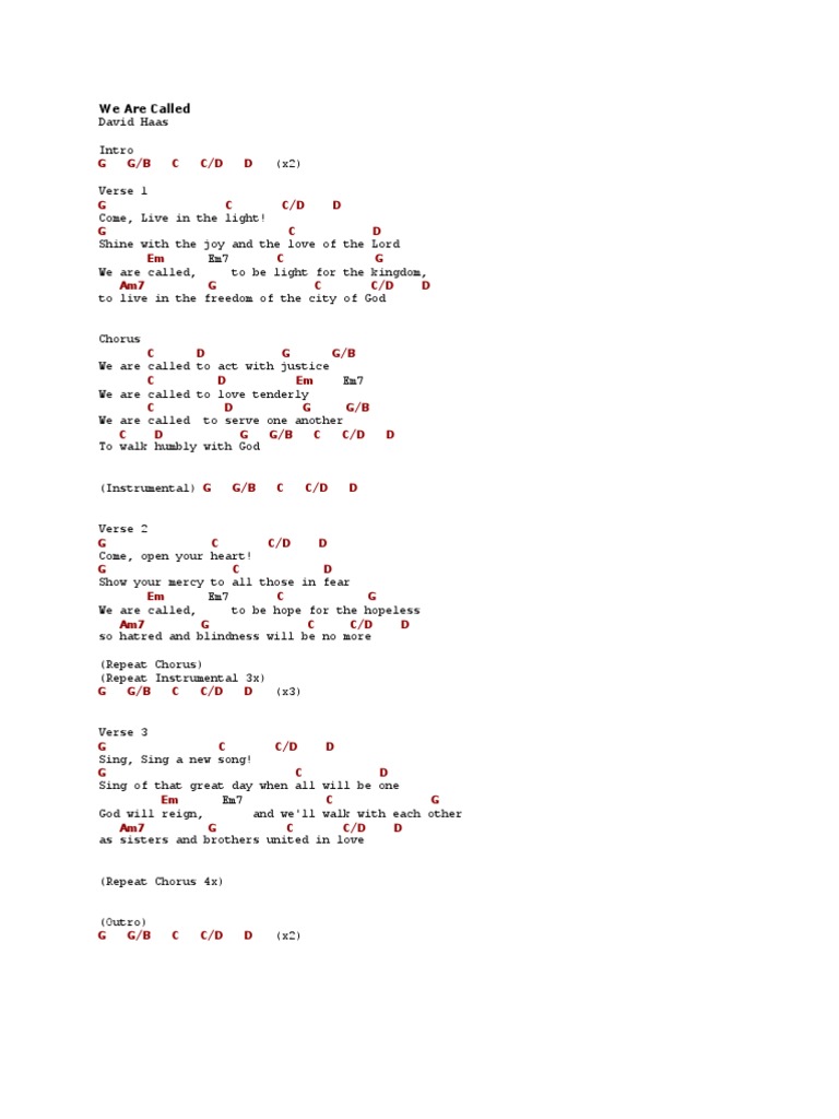 We Are Called (With Chords) | PDF