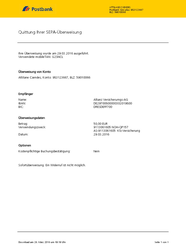 50 Eu Pb Uberweisung Ktonr 26 03 16 1917 Autobiztositas Pdf