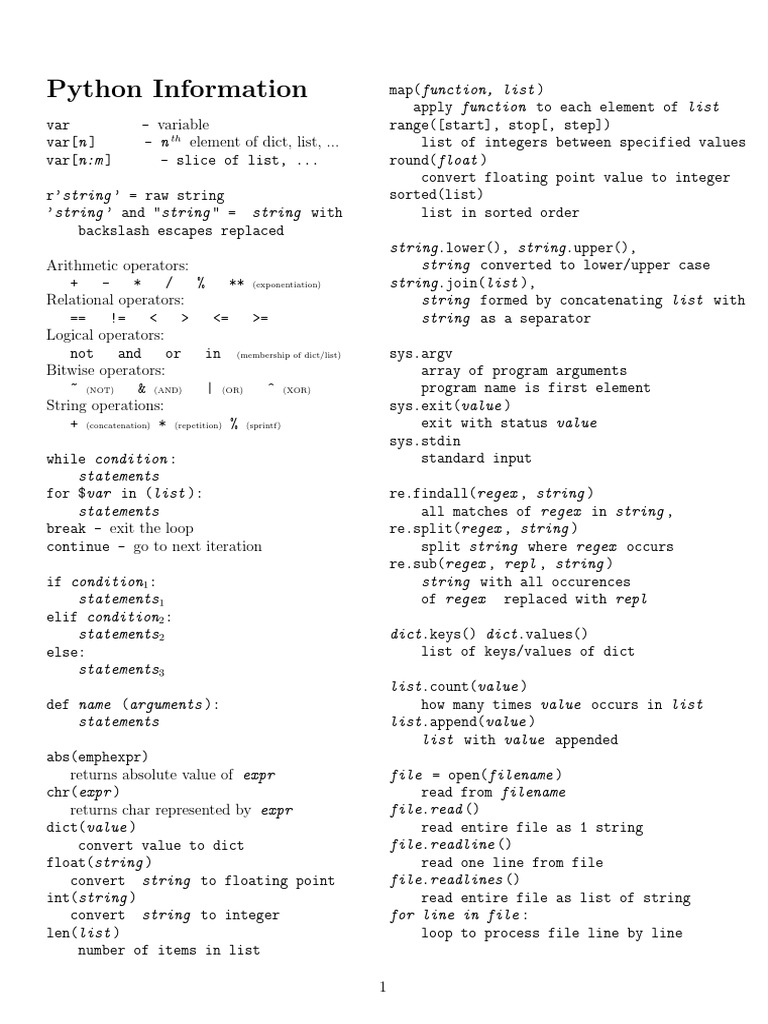 Python Information: (Exponentiation) | PDF