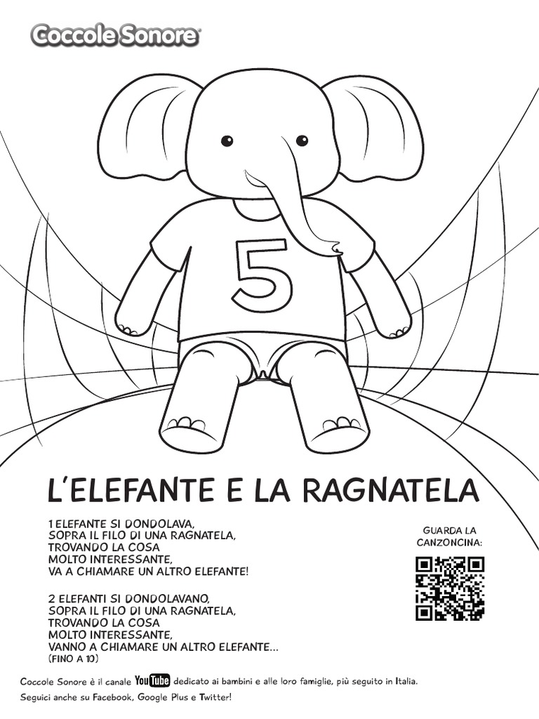 Lelefante e La Ragnatela Coccole Sonore Disegni Da Colorare