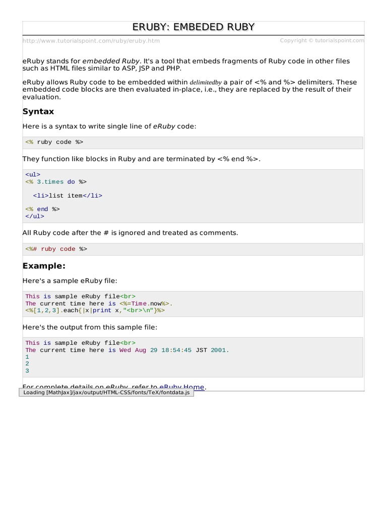 Eruby: Embeded Ruby | PDF | Art | Computers