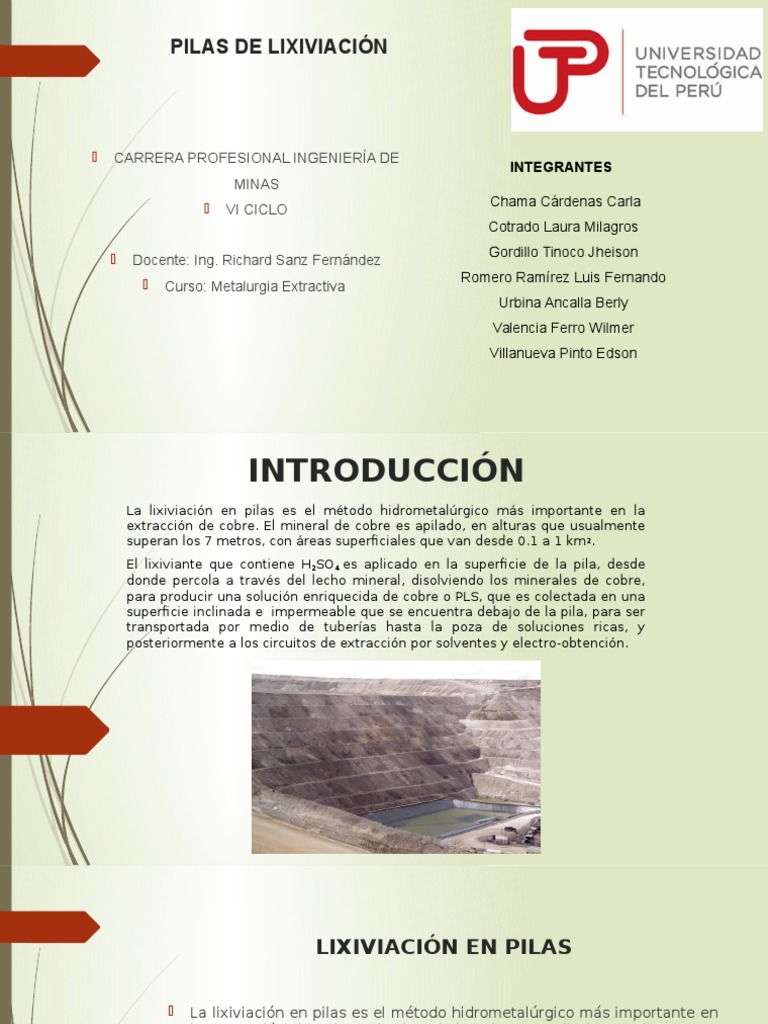 Lixiviacion en Pilas Metalurgia PDF Cobre Minerales