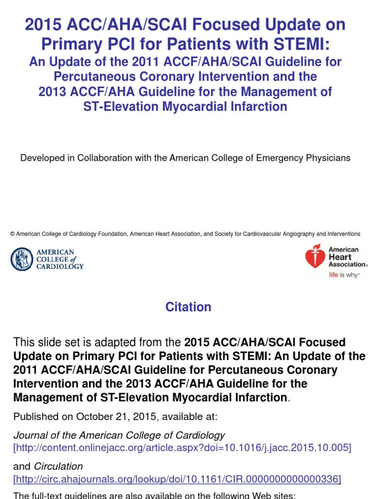 2015 ACC/AHA/SCAI Focused Update On Primary PCI For Patients With STEMI ...