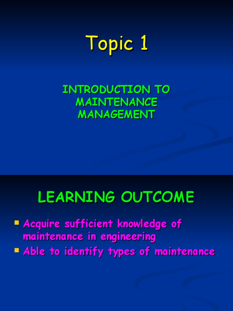 Introduction to Maintenance Management | PDF | Transmission (Mechanics ...