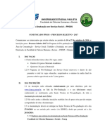 Comunicado Processo Seletivo Ppgss 2017 Publicacao