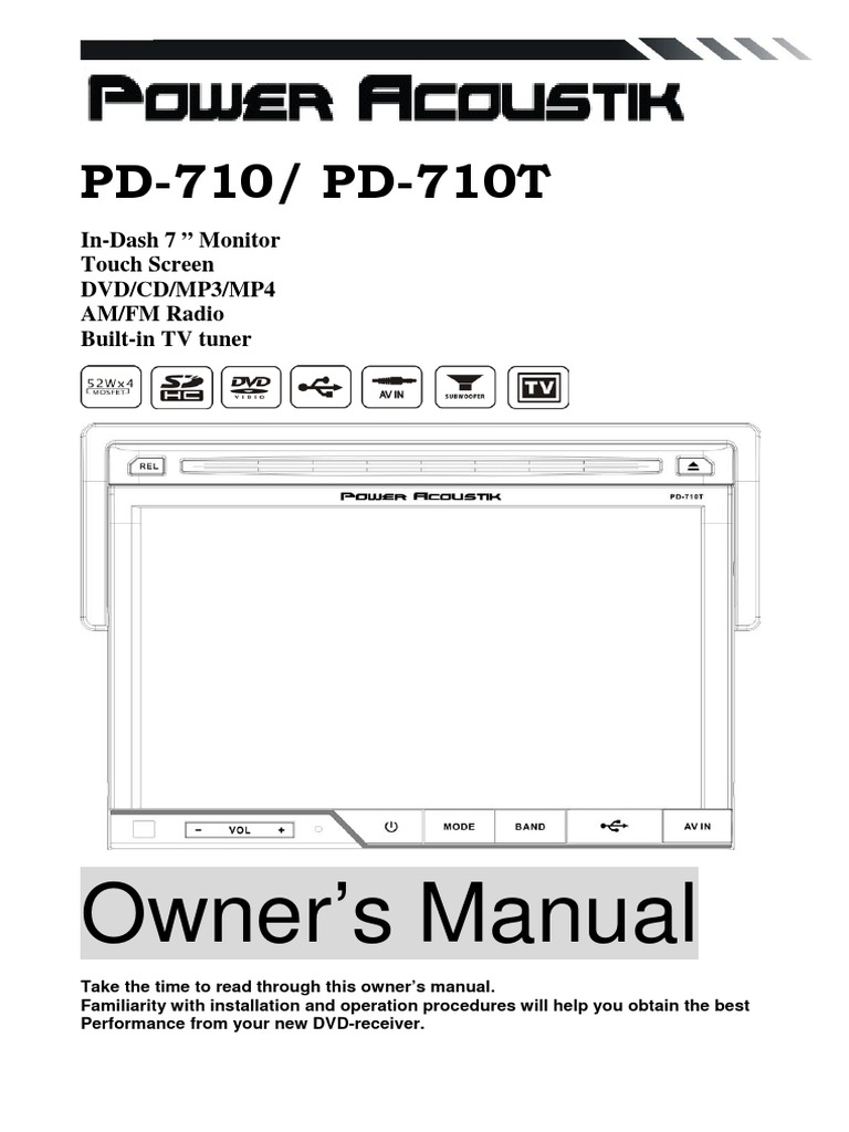 Manual de Usuario Autoestereo Power Acoustik PD710 PDF Loudspeaker