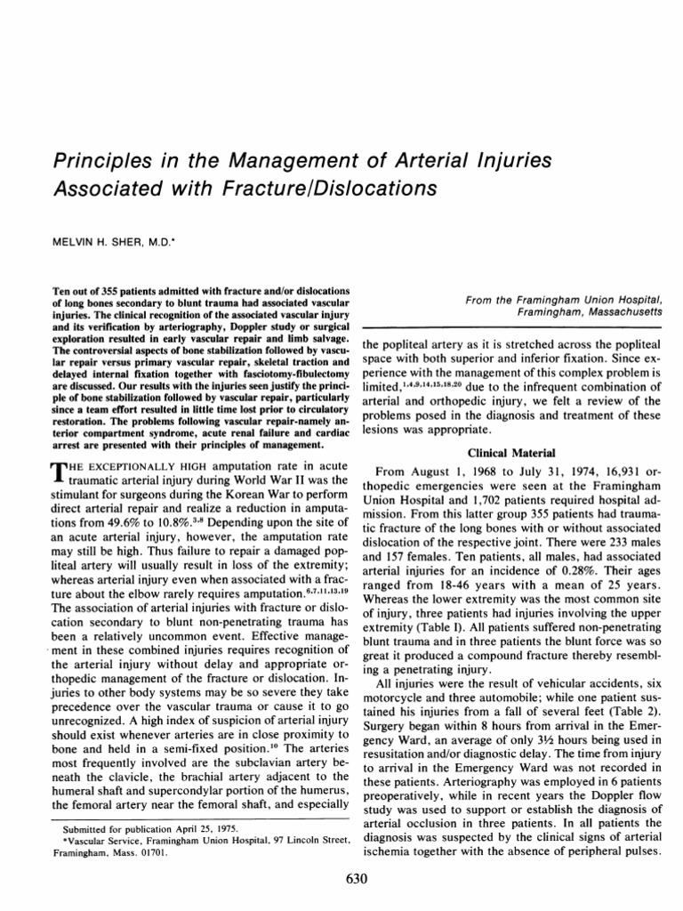 Managing Arterial Injuries in Fractures | PDF | Thrombosis | Amputation