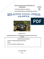 Determinacion de La Velocidad de Infiltracion Del Agua en El Suelo PDF