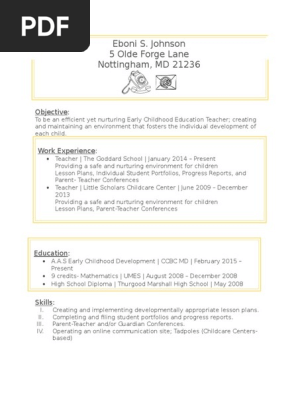 eboni johnson resume