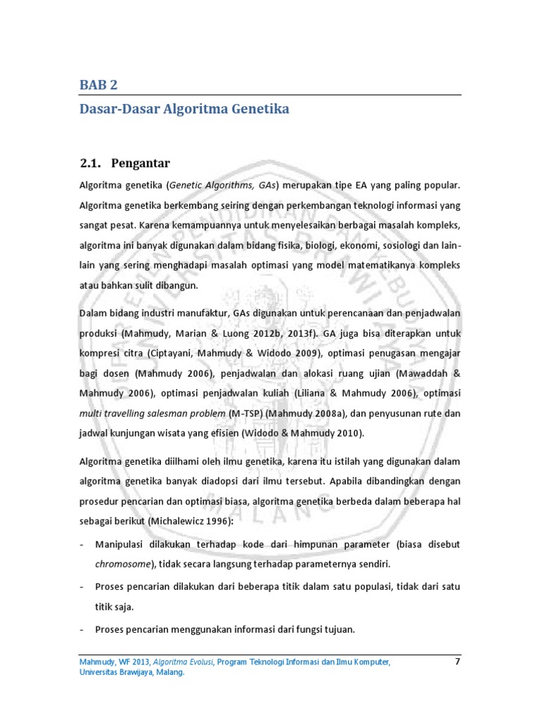 Dasar-Dasar Algoritma Genetika | PDF | Metode & Bahan Ajar | Sains ...