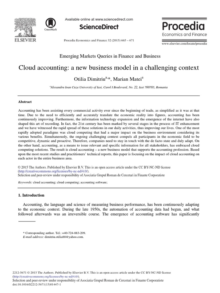 Cloud Accounting A New Business Model in A Challenging Context | PDF ...