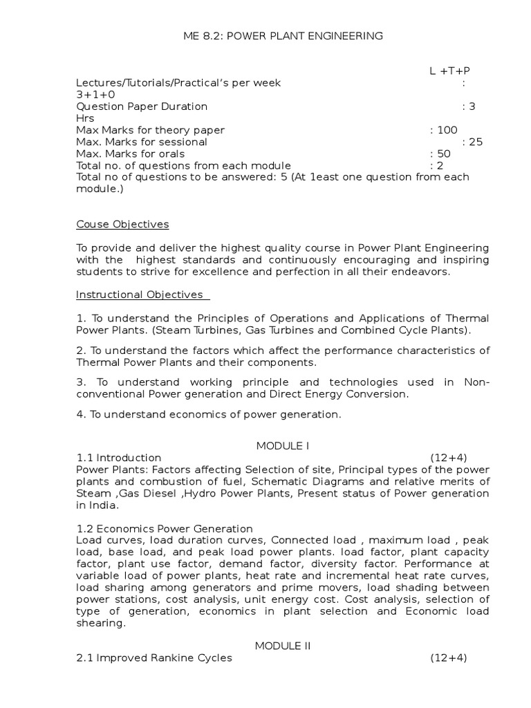 Ppe Syllabus Power Station Electricity Generation