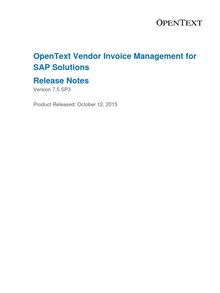 OpenText Vendor Invoice Management 75 SP3 Release Notes | PDF | Sap Se ...