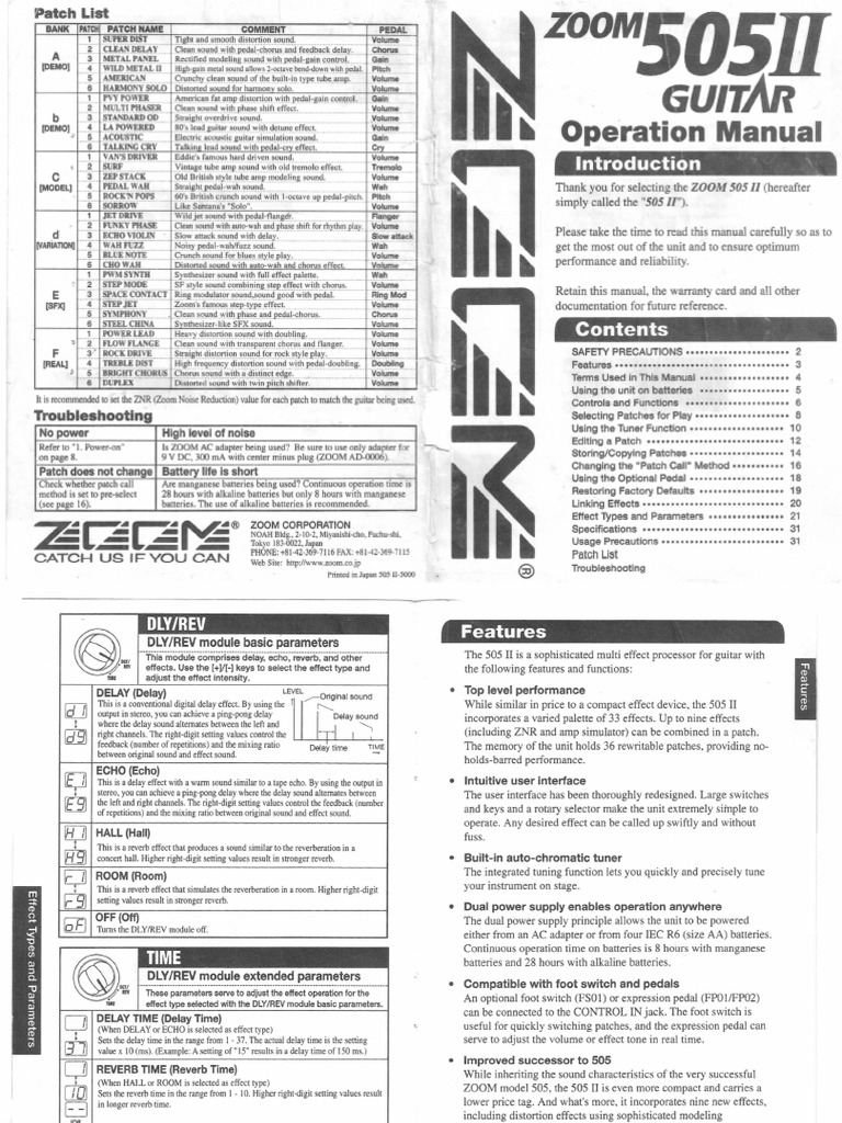 Manual Zoom 505 II