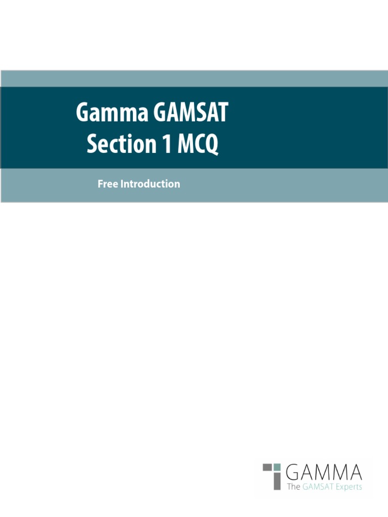 Gamma GAMSAT Section 1 MCQ PDF Reading (Process) Humanities