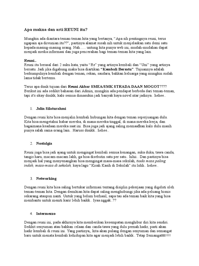 Apa Makna Dan Arti REUNI Itu PDF