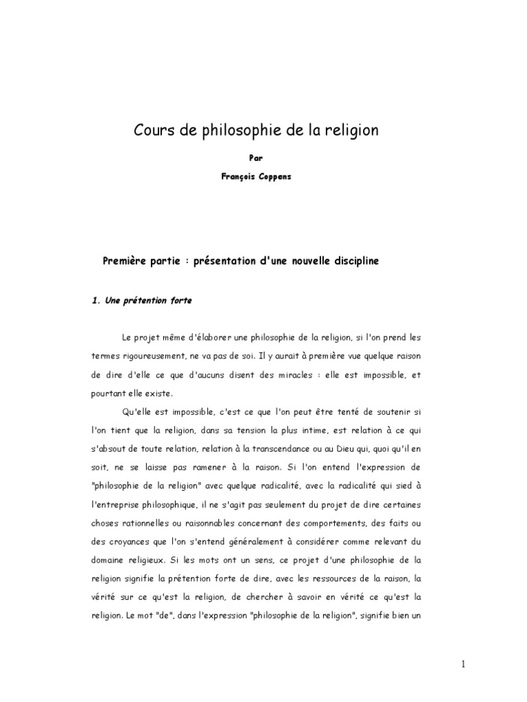 dissertation de la philosophie et la religion