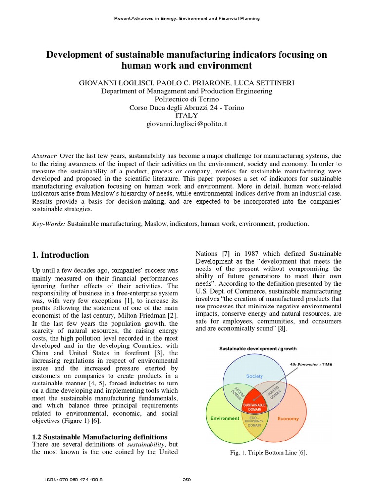 Maufacturing Production Sustainability HSE DEEE-30 PDF | PDF ...