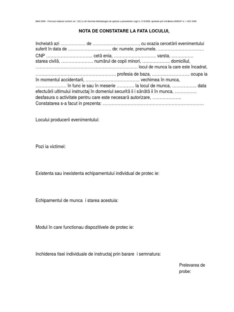 Nota Constatare La Fata Locului Model | PDF