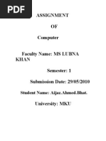 Download Assignment of Computer by AIJAZ by Suhail Yousuf Reshie SN33667968 doc pdf