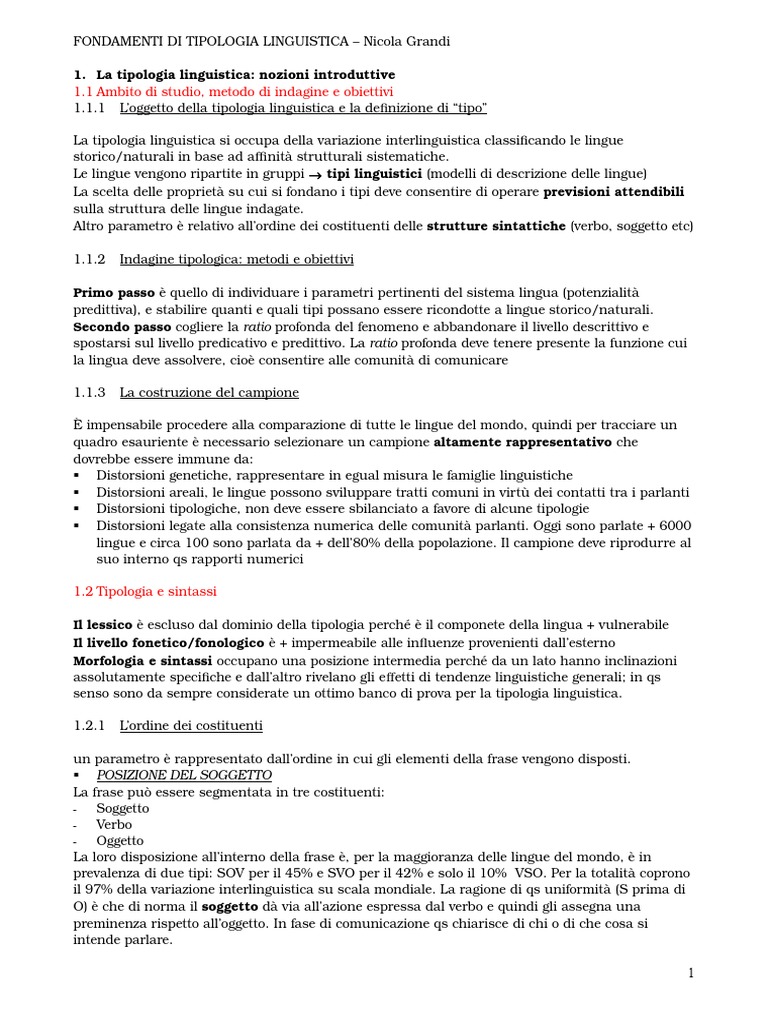 Fondamenti Di Tipologia Linguistica Carocci Editore