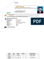 CV Sabir Hussain For Applying Mphil