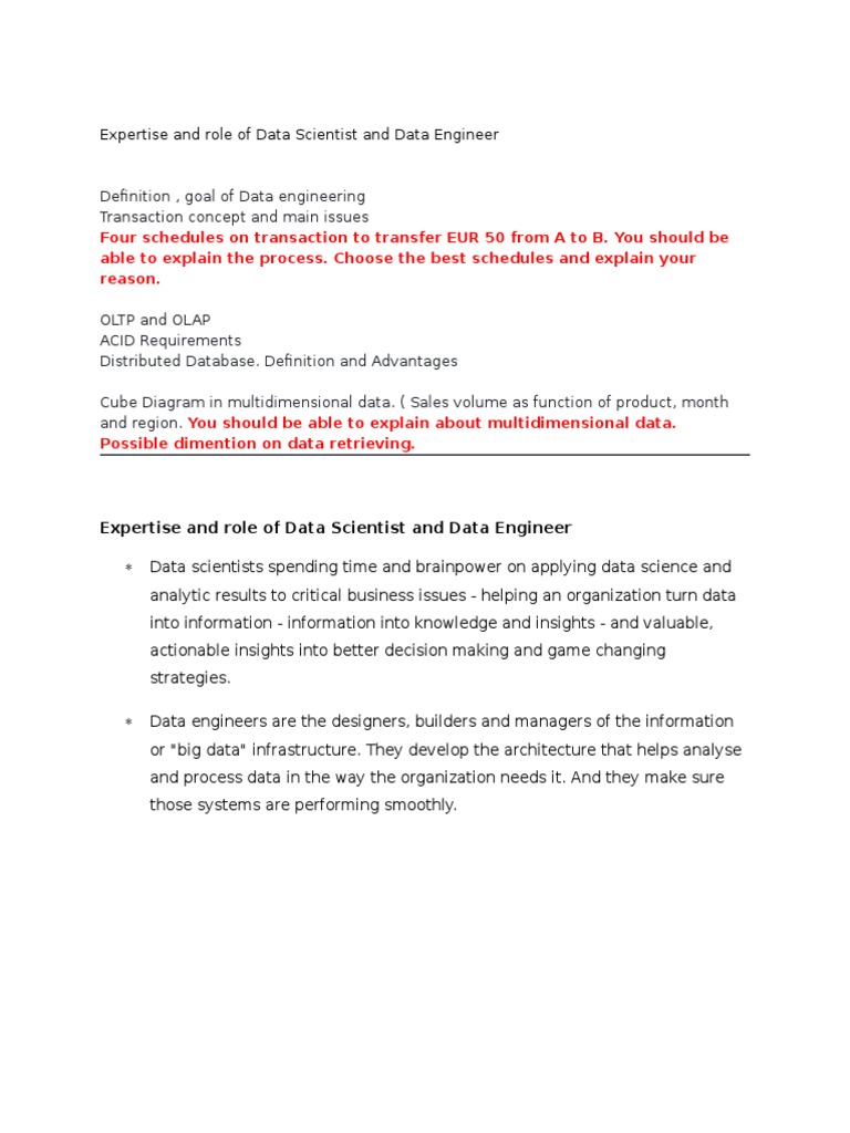 Definition, Goal of Data Engineering Transaction Concept and Main ...