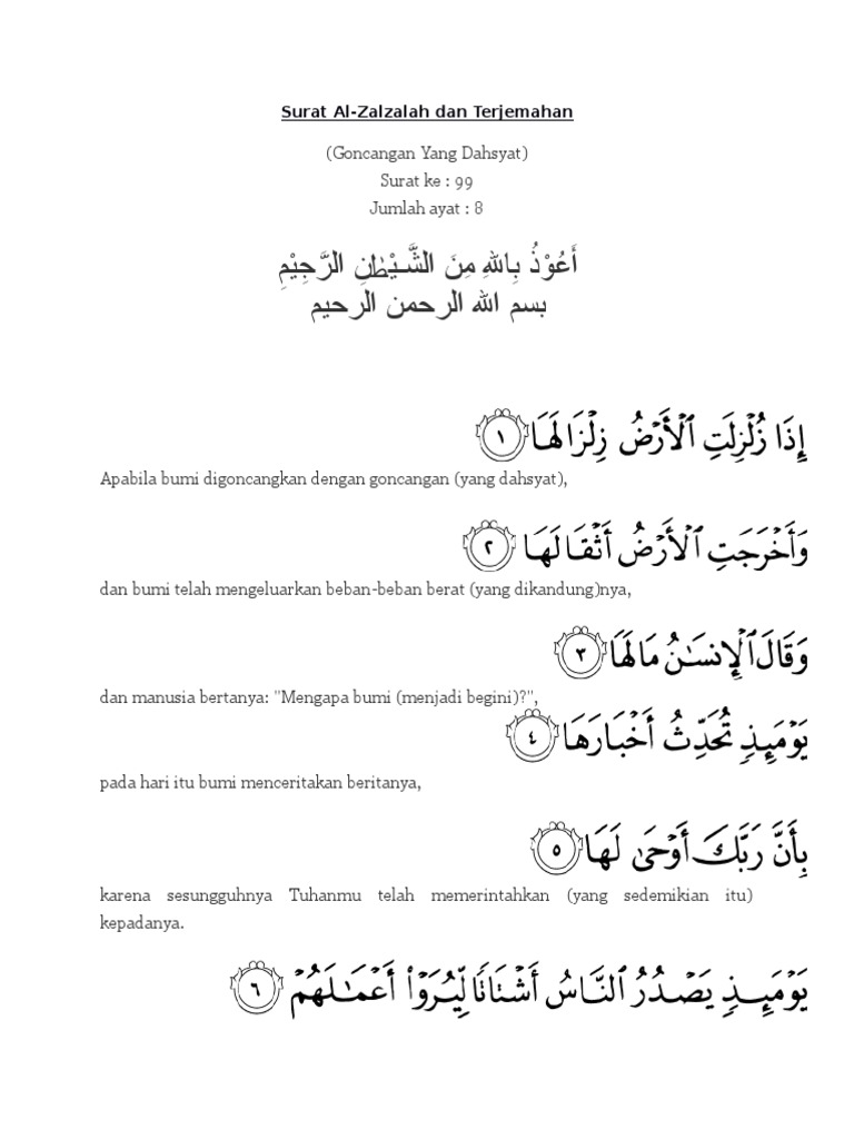 Surat Al Zalzalah Ma Arti